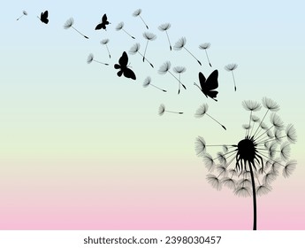 Wild flower dandelion in a vector style isolated. Vector flower for background, texture, wrapper pattern, frame or border.