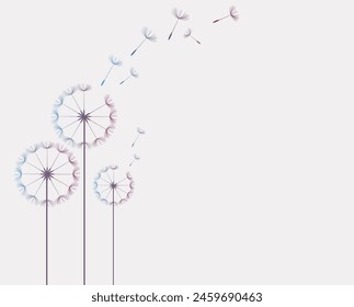 Wild flower dandelion in a vector style isolated. Vector flower for background, dandelion flying wall decal children's room 