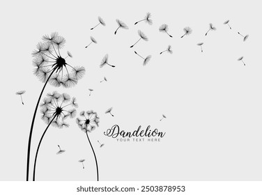 Wild flower dandelion in a vector style isolated. Vector flower for background, dandelion flying wall decal children's room 