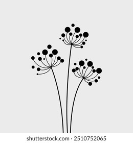 Wild flower dandelion in a vector style isolated. Vector flower for background, dandelion flying wall decal children's room 