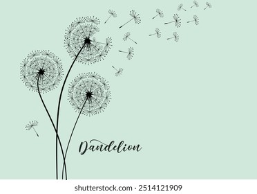 Wild flower dandelion in a vector style isolated. Vector flower for background, dandelion flying wall decal children's room 
