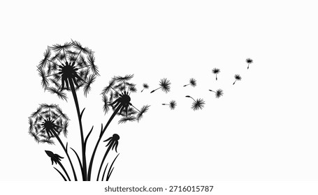 Wild flower dandelion in a vector style isolated vector flower for background texture