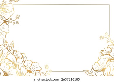 Wild flower floral background with golden luxury colors, suitables for prints, fabrics,or sublimation.