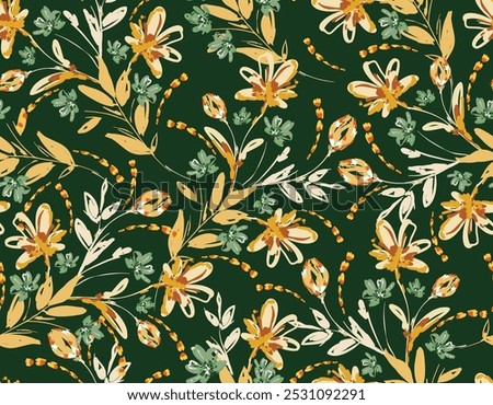 Wild flower Hand drawn seamless pattern Vector Illustration Floral paint Not AI , Design for fashion , fabric, textile, wallpaper , wrapping and all prints
