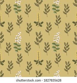 wild flower and leave seamless pattern.vector,eps10.God for textile,fabric,wrapping paper,scrapbooking.
