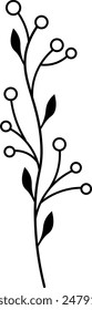 Arte de línea de flores silvestres. Flores dibujadas a mano aisladas planas. Ilustración vectorial.