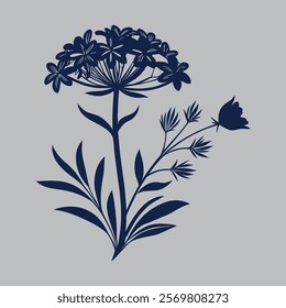 Wild flower silhouette vactor design illustration 