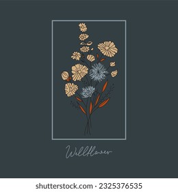 Wild flower  slogan typography for t-shirt prints, posters and other uses.