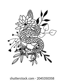 Wild flower snake vector illustration