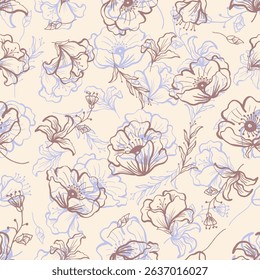 Wild flower soft color is suitable for prints, fabrics or sublimation