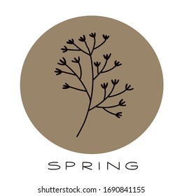 Wild flower. Spring. Summer. Minimalistic in pastel colors. Simple color vector illustration.