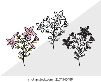 Wild Flower SVG Printable Vector Illustration