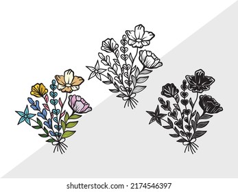 Wild Flower SVG Printable Vector Illustration