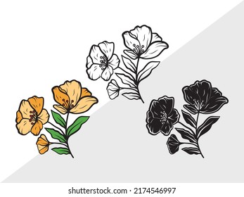 Wild Flower SVG Printable Vector Illustration