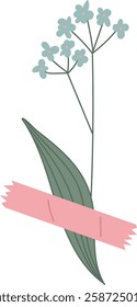 Wild Flower With Washi Tape Vector Illustration