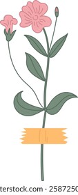 Wild Flower With Washi Tape Vector Illustration