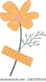 Wild Flower With Washi Tape Vector Illustration