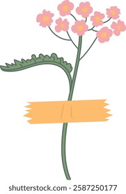 Wild Flower With Washi Tape Vector Illustration