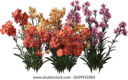 Wild flowers bouquet vector, handdrawn floral illustration, isolated on transparent background, wildflower PNG, nature blossom, fresh colorful flowers, vibrant floral design