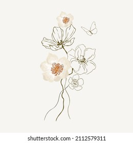 Wild flowers bouquets. Vector illustration.