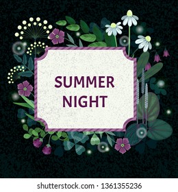 Wild flowers decorative vector frame.