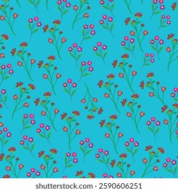 Wild flowers floral pattern in a vintage print style ideal for backgrounds.
