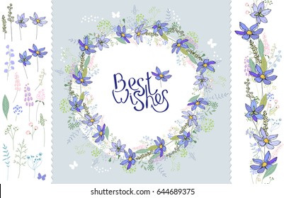 Wild flowers hepatica. Floral elements for your design