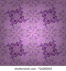 Wild flowers with leaves on neutral, violet and white colors. Vector illustration. Watercolor, hand drawn. Seamless background pattern.