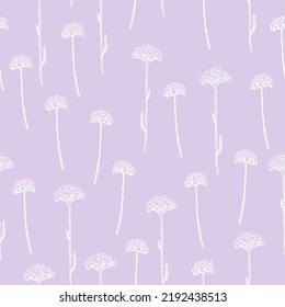 Wild flowers on lilac background pattern