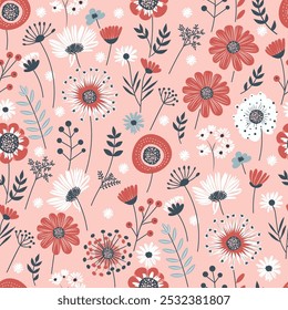 wild flowers on a pink background