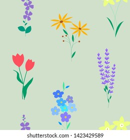 wild flowers on a solid background, pattern