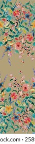 wild flowers on two side border design "the kid who coloring flowers illustration with crayon"