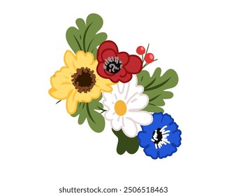 The wild flowers on white background