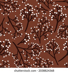 Wilde Blumen Muster in braunen Herbstfarben. Nahtloses botanisches Hintergrunddesign. Vektorgrafik. Oberflächenmuster-Design. Ideal für Kinder, Kleidung und Projekte im Bereich der Inneneinrichtung. 