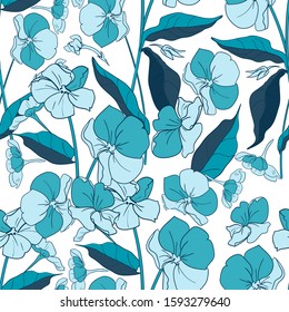 Wild Flowers Pattern on White Background. Romantic sketch wildflowers pattern seamless. Vector 