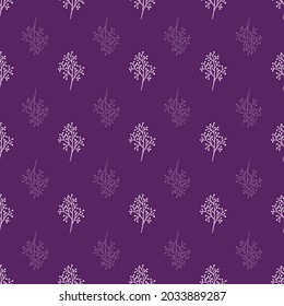 Patrón de flores silvestres en morado. Diseño de fondo de impresión botánica impecable. Ilustración vectorial. Diseño de patrones de superficie. Ideal para el diseño de tarjetas, niños, ropa y proyectos de decoración en casa. 