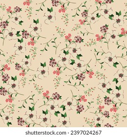 Wild flowers pattern wallpaper design floral decorative drawing