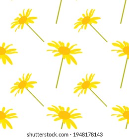 Wild flowers seamless background vector illustration. Wrapping paper art. Floral backdrop. Summer flower. Fabric texture print. Design element. 