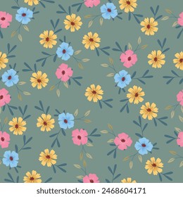 Wild flowers seamless pattern background print