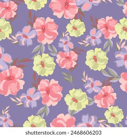 Wild flowers seamless pattern background print