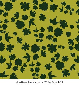 Wild flowers seamless pattern background print