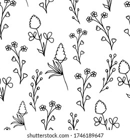 Wilde Blumen nahtlos. Eleganter Blumendruck für Stoff, Druck, Tapete, Verpackung. Vektor-Abbildung