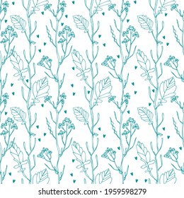 Wild flowers seamless pattern, hand drawn floral background