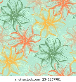Flores silvestres Kosmeya patrón sin foco. Patrón floral. Fondo de planta para moda, tapices, huellas. Diseño floral moderno perfecto para la moda y la decoración