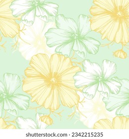 Wild flowers Seamless pattern kosmeya. Floral pattern. Plant background for fashion, tapestries, prints. Modern floral design perfect for fashion and decoration