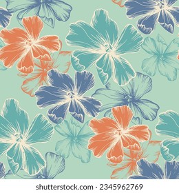 Wild flowers Seamless pattern kosmeya. Floral pattern. Plant background for fashion, tapestries, prints. Modern floral design perfect for fashion and decoration