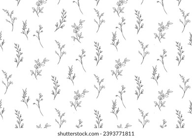 Wild flowers seamless pattern, line art, vintage, stripes,linesbanner background.seamless ornament.