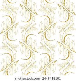 Patrón sin fisuras de flores silvestres en estilo moderno. Delicados colores dorados antiguos. Fondo gráfico monocromo. Ilustración del Vector en el fondo blanco para el Fondo de pantalla, textil, proyectos de diseño.