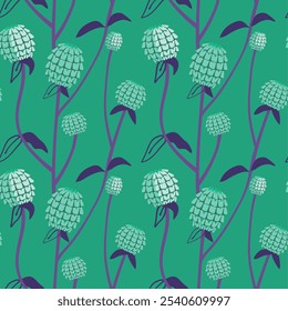 flores silvestres padrão sem costura com elementos da natureza para tecido de moda papel de parede fundo impressão cartão envoltório pano com seu elegante ornado bonito e design elegante. Vetor e ilustração.
