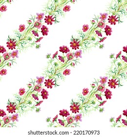 Wild flowers seamless pattern on white background vector illustration